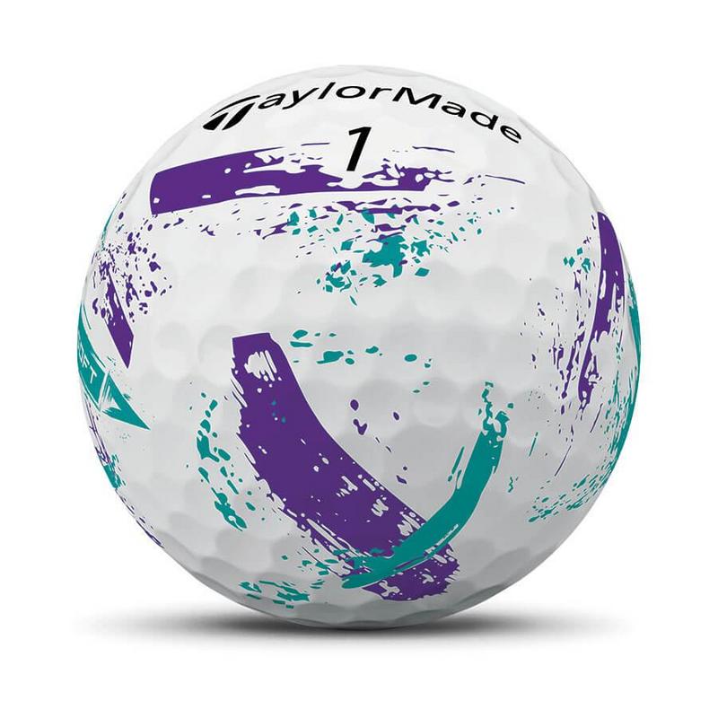 TaylorMade SpeedSoft Ink Golf Balls - White/Teal/Purple - main image