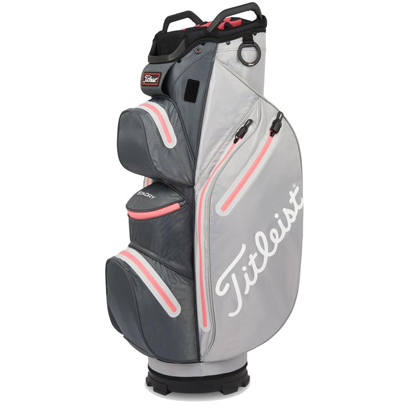 Titleist StaDry Waterproof 14 Way Golf Cart Bag - Grey/Charcoal/Coral