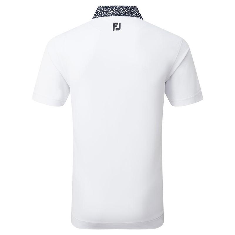 Footjoy Tossed Tulip Trim Pique Golf Polo Shirt - White/Navy - main image