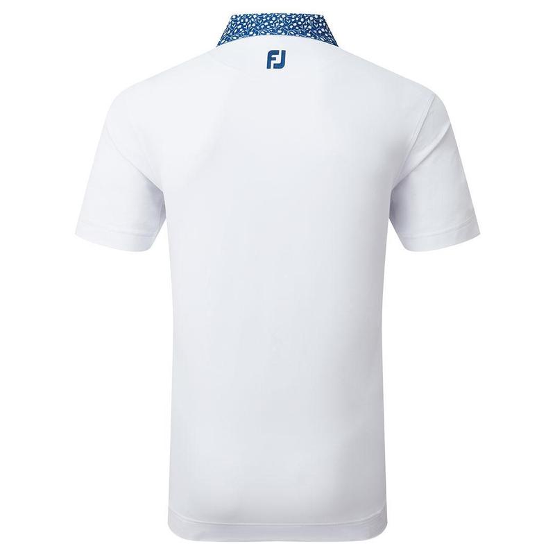 Footjoy Tossed Tulip Trim Pique Golf Polo Shirt - White/Twilight Blue - main image