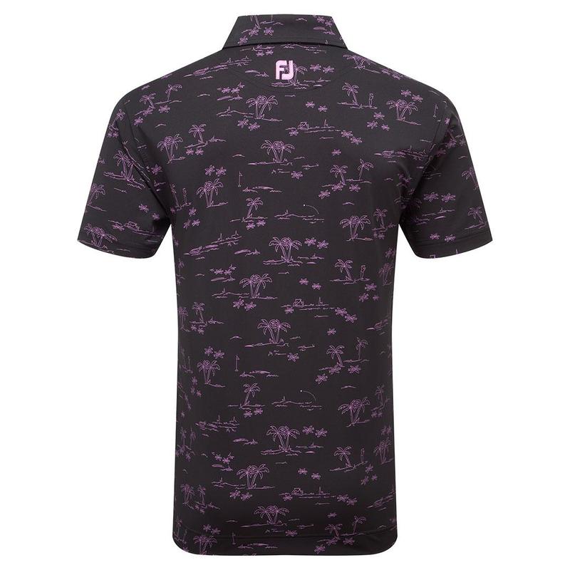 Footjoy Tropic Print Lisle Golf Polo Shirt - Black/Pink - main image