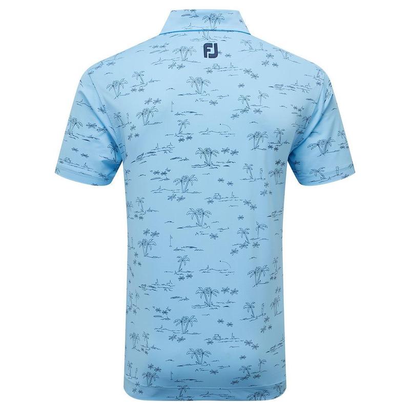 Footjoy Tropic Print Lisle Golf Polo Shirt - Sky Blue - main image