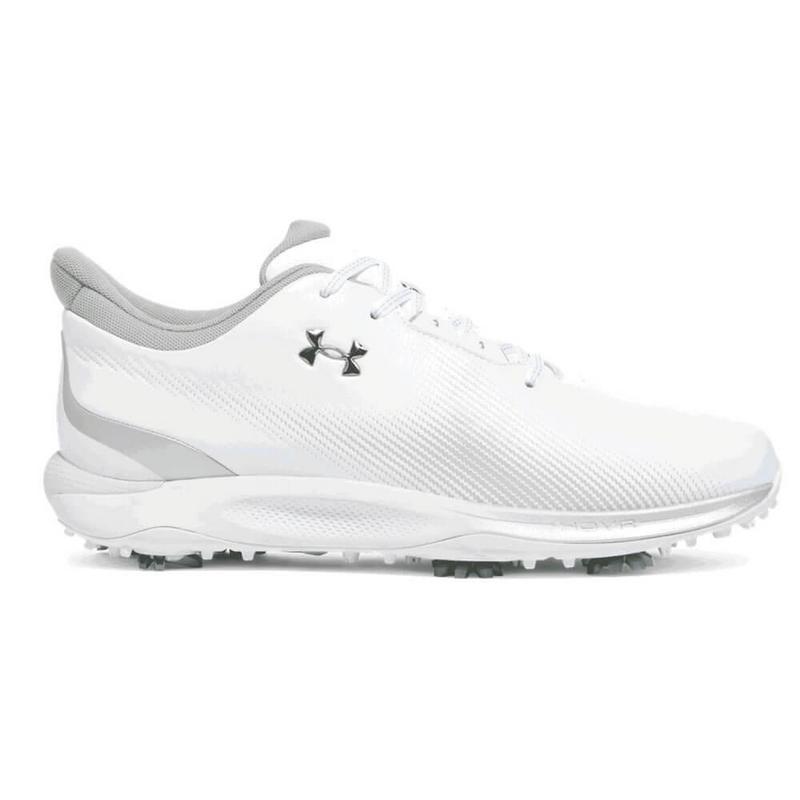 Under Armour UA Drive Fade Wide Golf Shoes - White/White/Metallic Silver