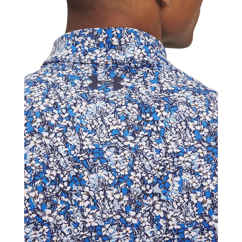Under Armour Playoff 3.0 Printed Golf Polo Shirt - Blue Atlantis/White/Midnight Navy - main image