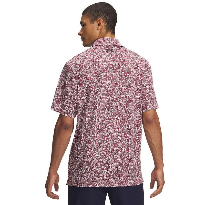 Under Armour Playoff 3.0 Printed Golf Polo Shirt - Tourmaline Pink/Dark Maroon/Midnight Navy - main image
