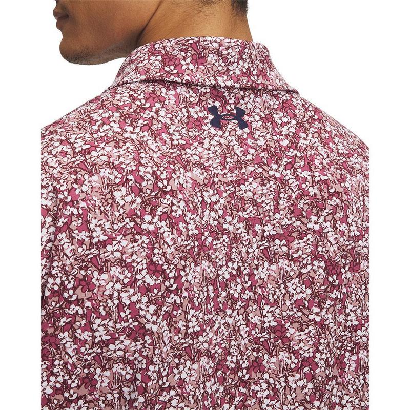 Under Armour Playoff 3.0 Printed Golf Polo Shirt - Tourmaline Pink/Dark Maroon/Midnight Navy - main image