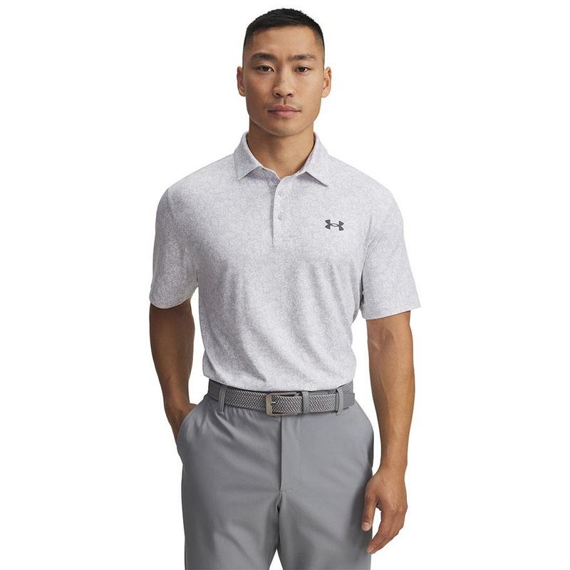 Under Armour Playoff 3.0 Printed Golf Polo Shirt - White/Halo Gray/Castlerock