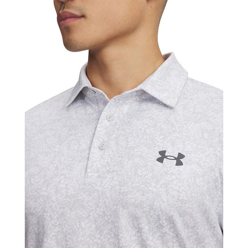 Under Armour Playoff 3.0 Printed Golf Polo Shirt - White/Halo Gray/Castlerock - main image