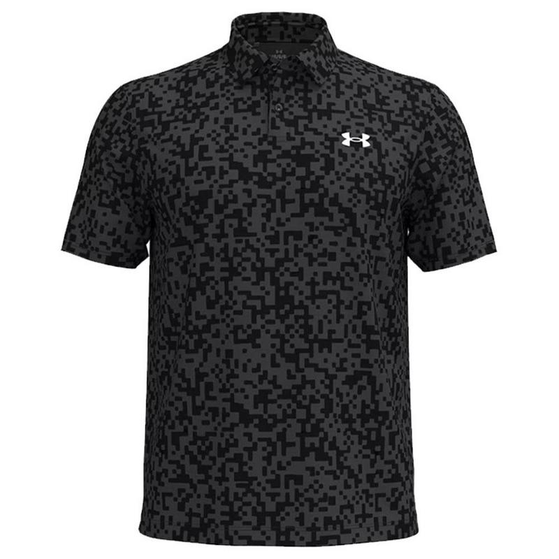 Under Armour Tee To Green Printed Golf Polo Shirt - Black/Castlerock/White - main image