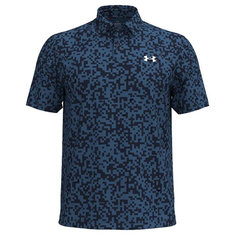 Under Armour Tee To Green Printed Golf Polo Shirt - Midnight Navy/Blue Atlantis/White - main image