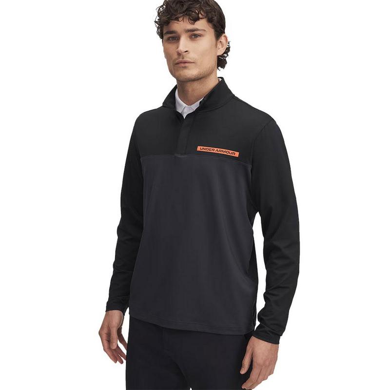 Under Armour Tee to Green Mens Quarter Zip Top Black / Anthracite / Fire