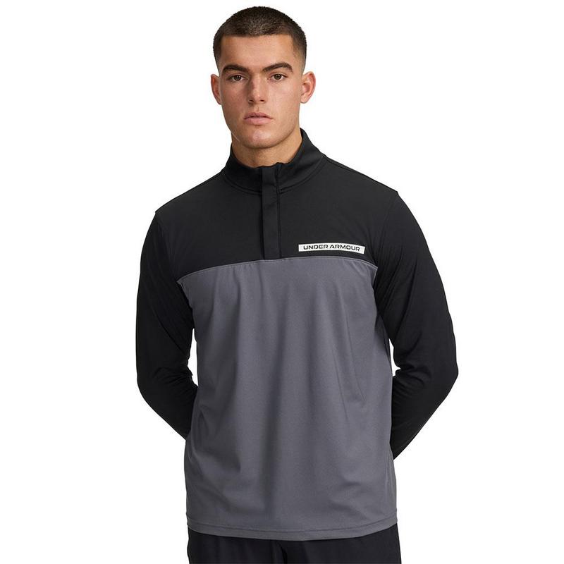 Under Armour Tee to Green Mens Quarter Zip Top Black / Castlerock / White