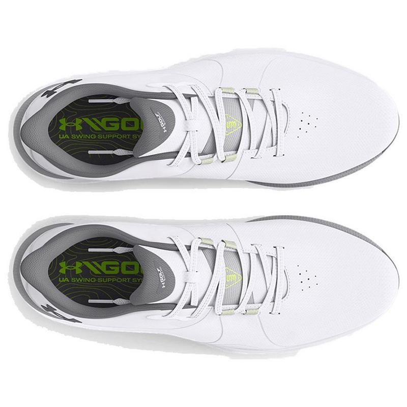Under Armour UA Drive Pro Spikeless Wide Golf Shoes - White/White/Metallic Gun Metal - main image