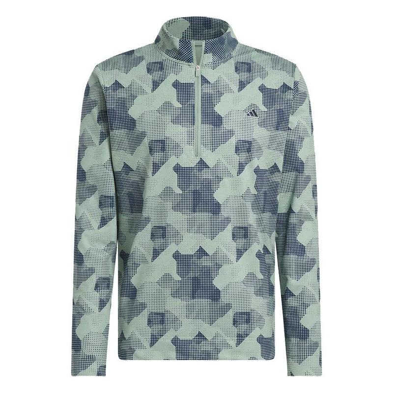 adidas Go-To Print Mens 1/4 Zip Top - Silver/Green