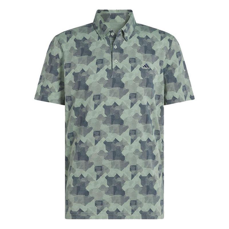adidas Go-To Print Mens Polo Shirt -  Silver Green/Collegiate Navy