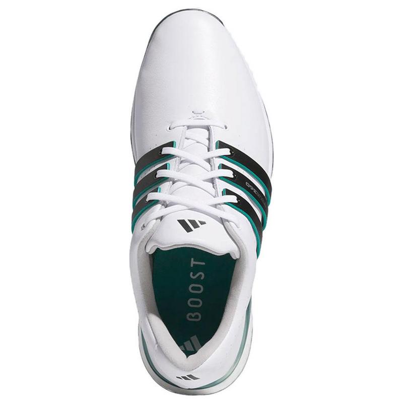 adidas Tour360 Boost Golf Shoes - White/Black/Aurora Ivy - main image