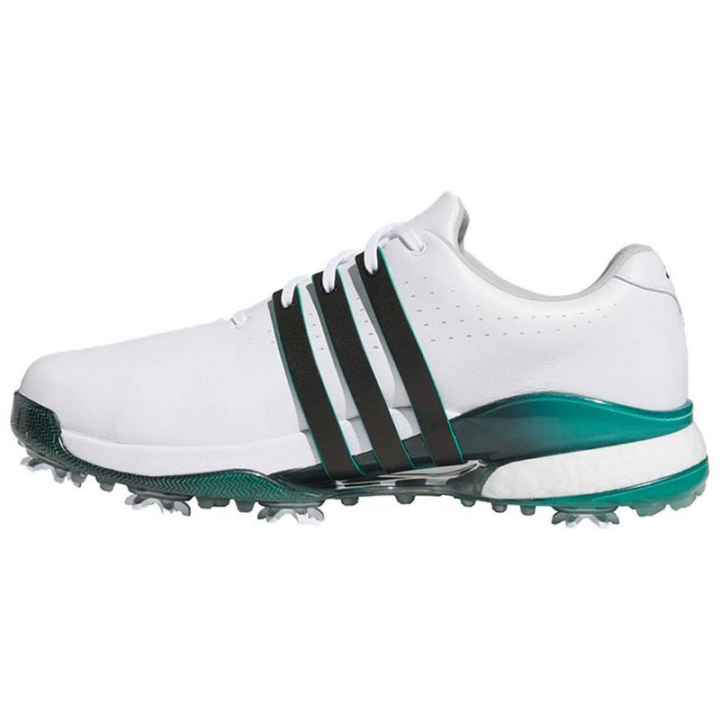 adidas Tour360 Boost Golf Shoes - White/Black/Aurora Ivy - main image