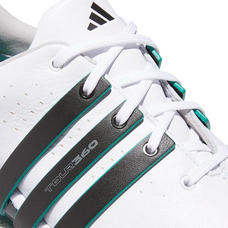 adidas Tour360 Boost Golf Shoes - White/Black/Aurora Ivy - main image