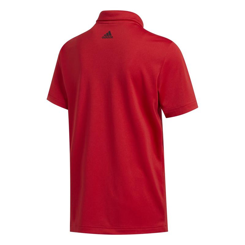 adidas Junior 3 Stripe Golf Polo - Collegiate Red - main image