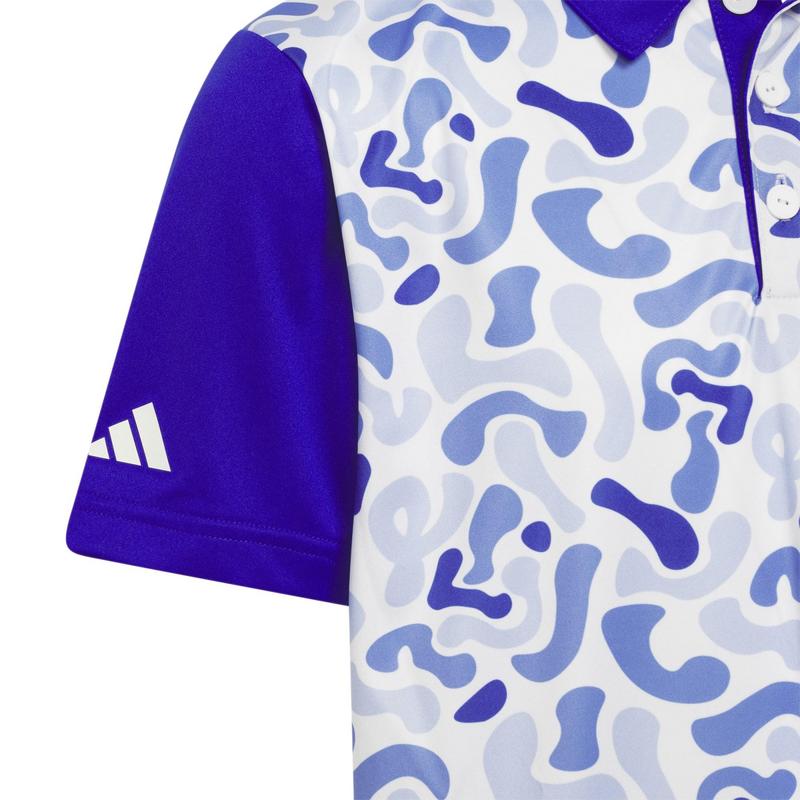 adidas Junior Print Golf Polo - Lucid Blue - main image