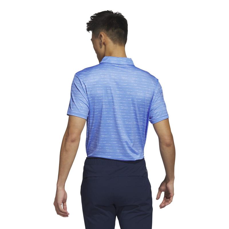adidas Stripe Zip Golf Polo - Blue Fusion/White