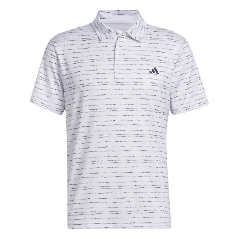 adidas Stripe Zip Golf Polo - White/Collegiate Navy - main image