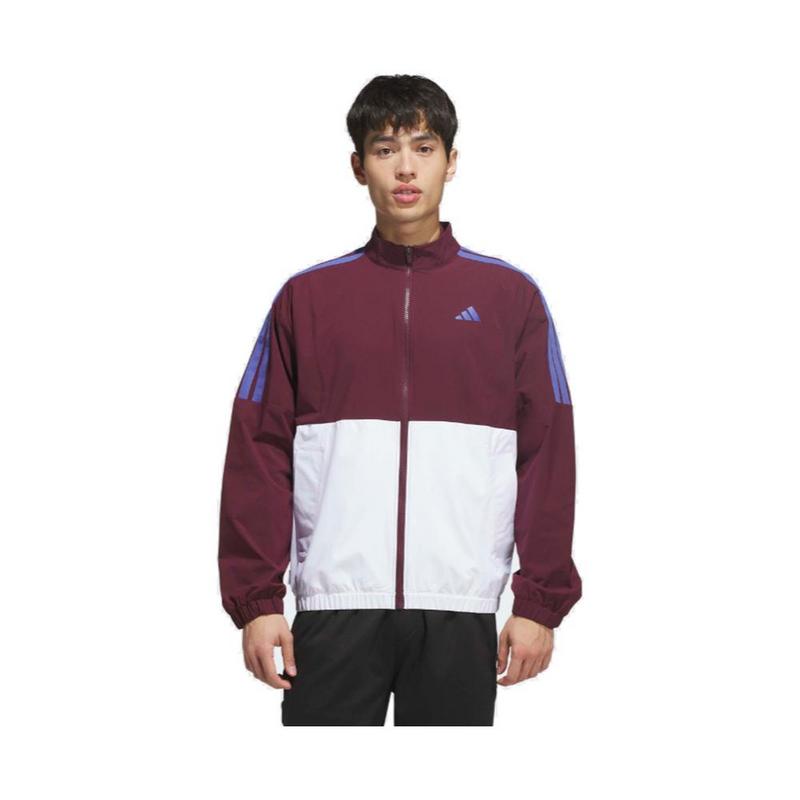adidas Beyond the Course Windbreaker Golf Jacket - White/Maroon - main image
