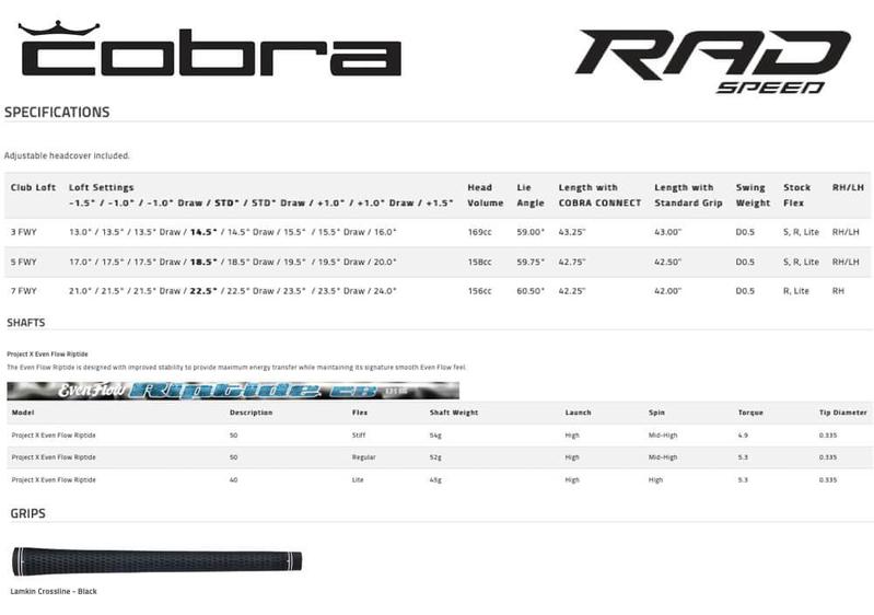 Cobra King RADSPEED Draw Fairway Wood - main image