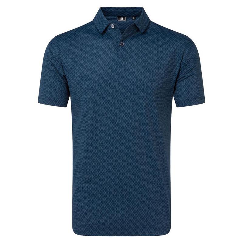 FootJoy Modernist Geo Pique Golf Polo Shirt Navy Tonal