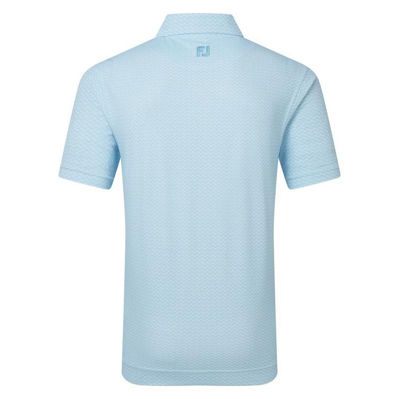 Footjoy Scallop Geo Print Pique Golf Polo Shirt - Reef Blue - main image