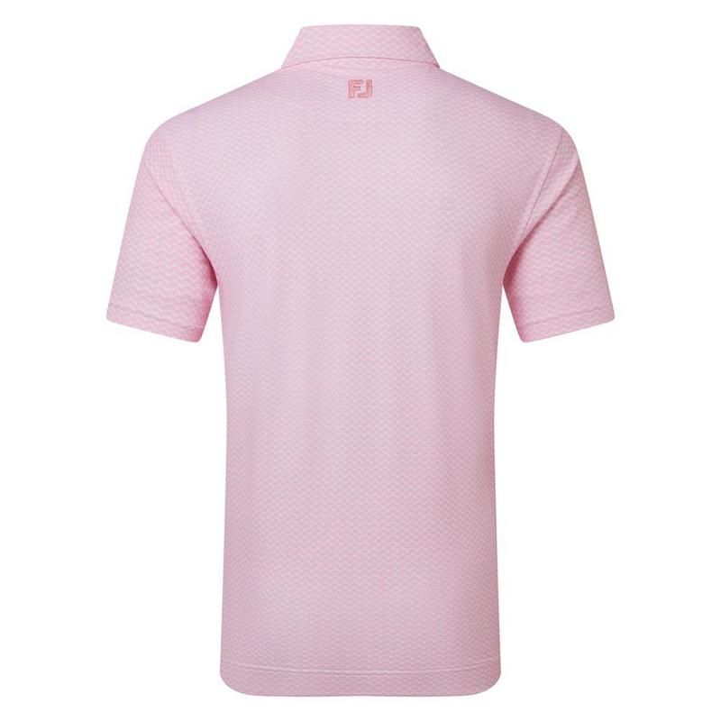 Footjoy Scallop Geo Print Pique Golf Polo Shirt - Pink Pop - main image