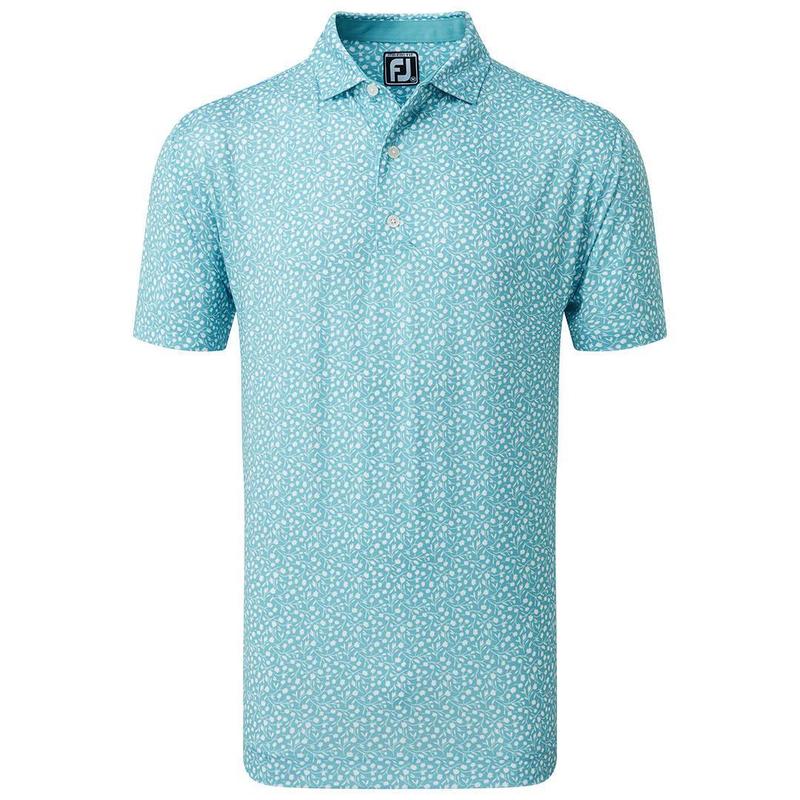 Footjoy Tossed Tulips Lisle Golf Polo Shirt - Maui Blue - main image