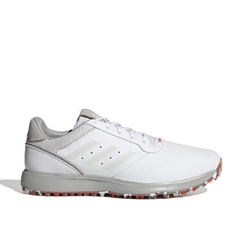 adidas S2G Spikeless Golf Shoes White Grey Red Clickgolf