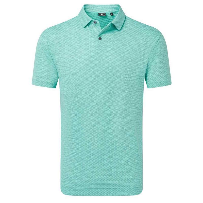 Footjoy Modernist Geo Pique Golf Polo Shirt - Blue Reef - main image