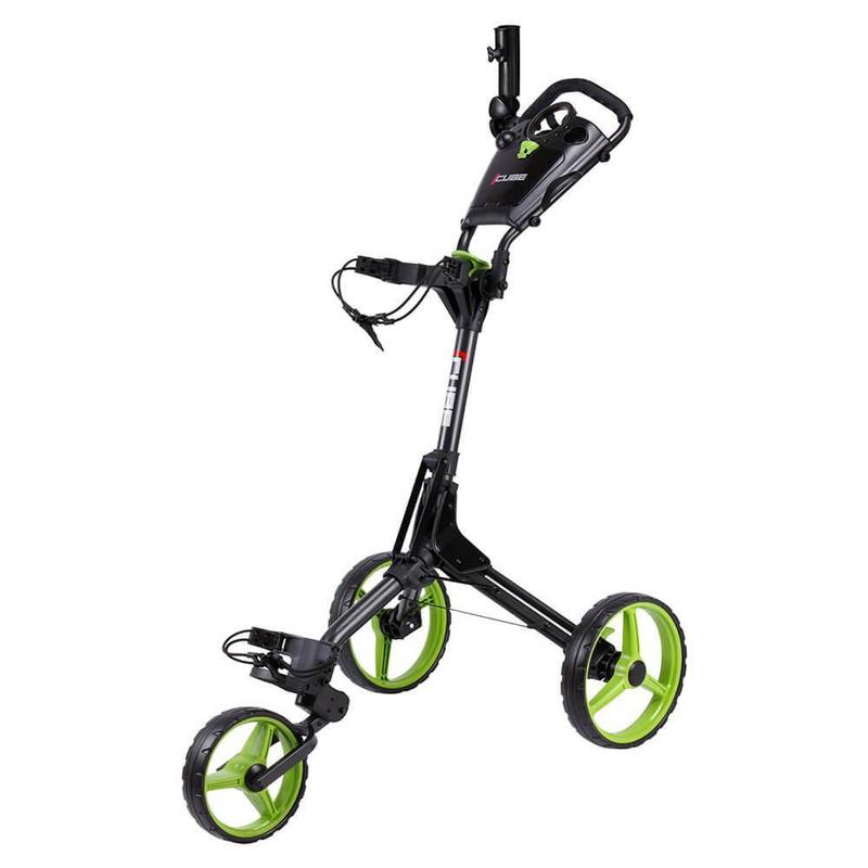 Cube 3-Wheel Golf Push/Pulll Trolley - Charcoal/Lime - main image