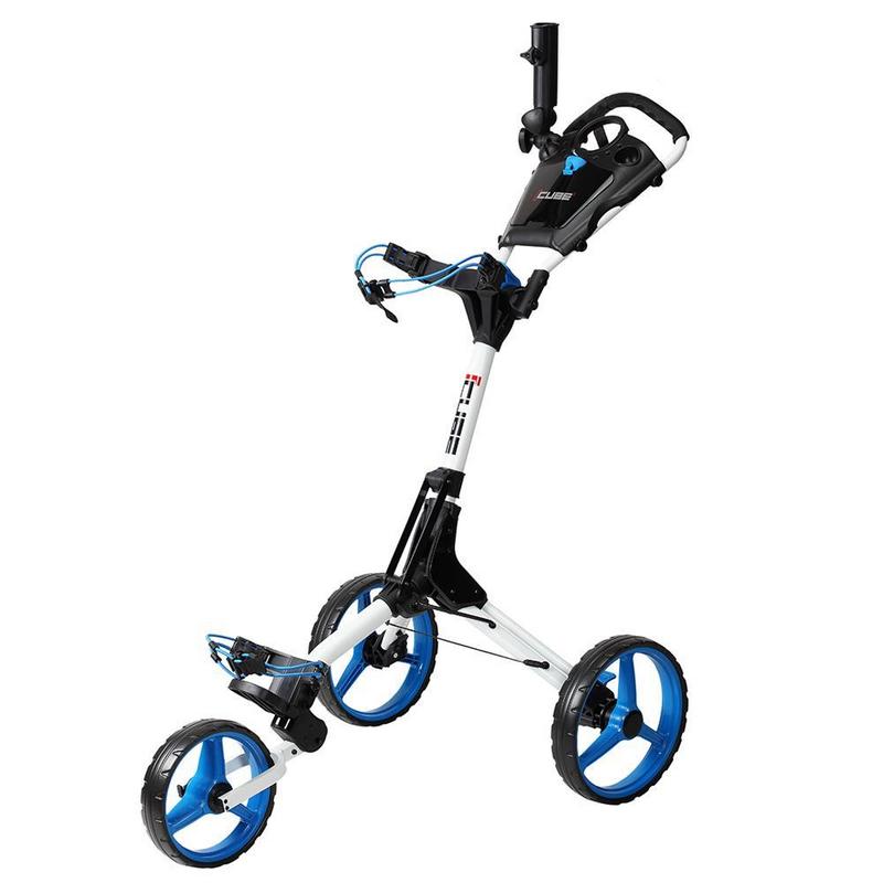 Cube 3-Wheel Golf Push/Pulll Trolley - White/Blue  - main image