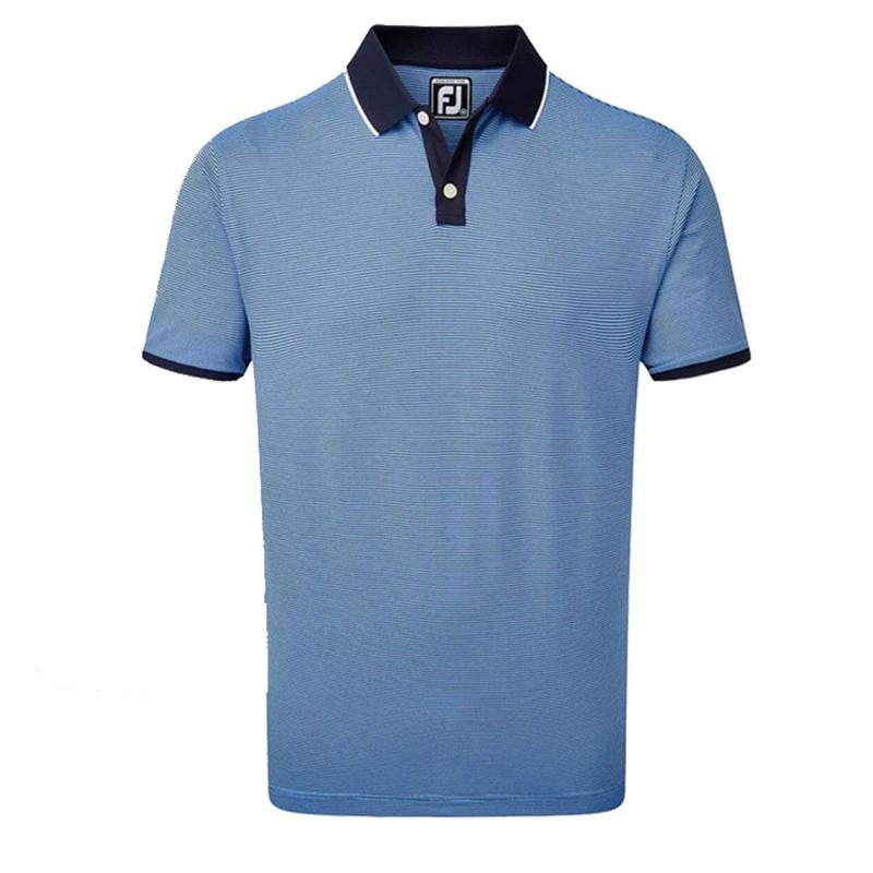 FootJoy Pique Mini Stripe Golf Polo - Navy