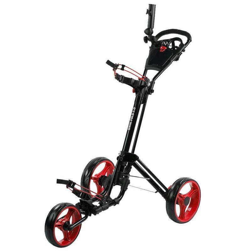 SkyMax Qwik Fold 3.0 3 Wheel Push Cart Black / Red – Best UK Price & Deals on BritGolf
