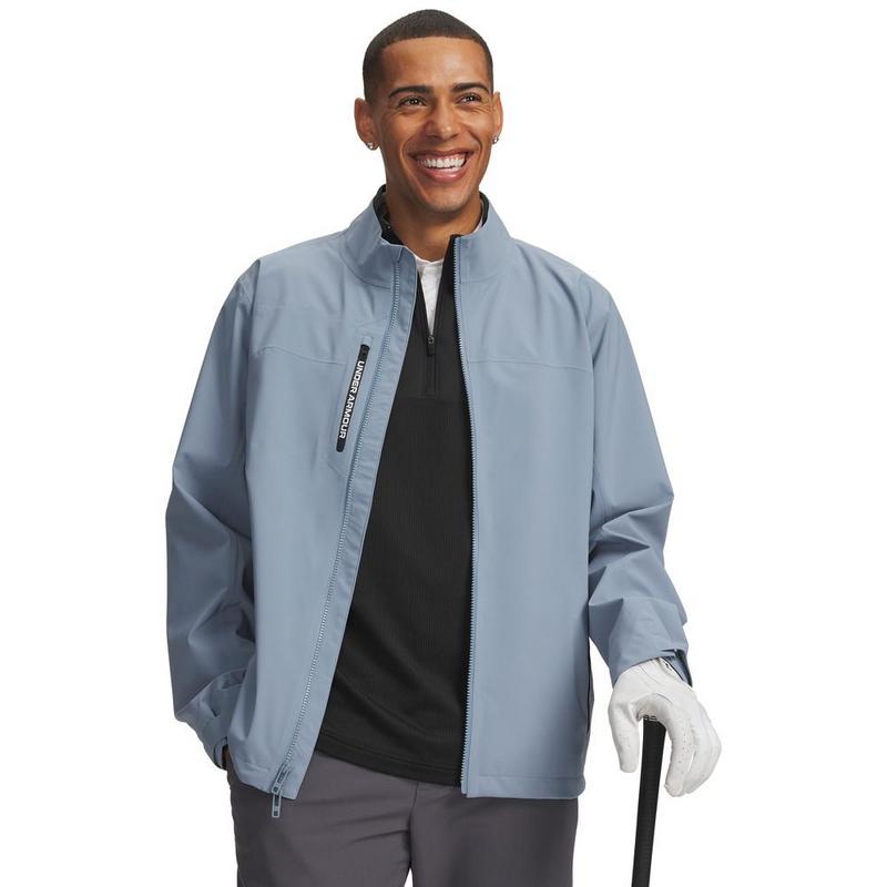 Under Armour UA Drive Pro Waterproof Golf Rain Jacket - Blue Wind/White