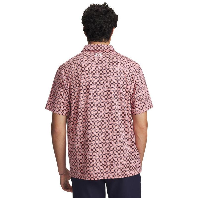 Under Armour UA Matchplay Printed Golf Polo Shirt - Posh Pink/Navy - main image