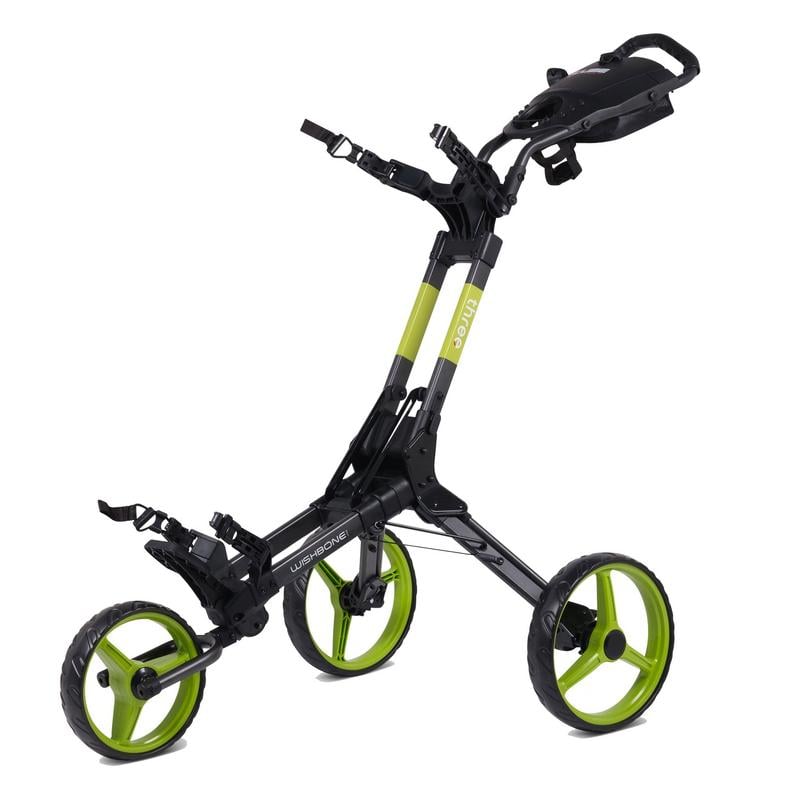 Wishbone Cube Three Golf Push Trolley - Charcoal/Lime