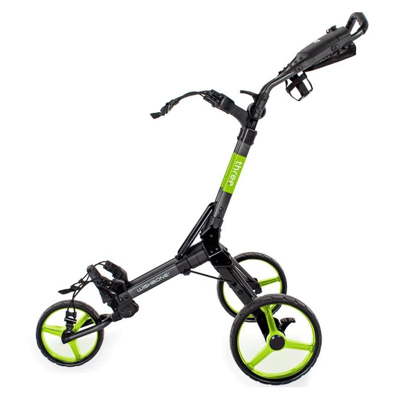 Wishbone Cube Three Golf Push Trolley - Charcoal/Lime - main image