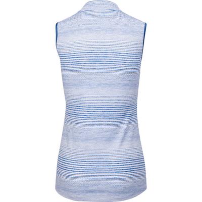 Greg Norman Ladies Panorama Sleeveless Zip Golf Polo - White/Blue - thumbnail image 2