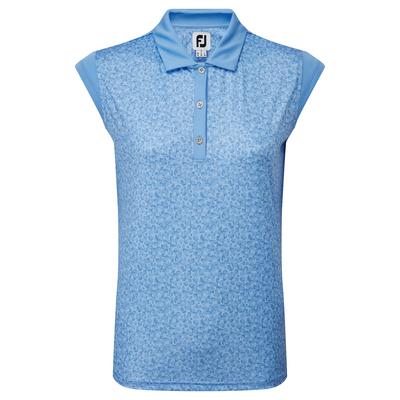 FootJoy Womens Cap Sleeve Interlock Print - Blue Jay - thumbnail image 1