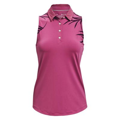 Under Armour Womens Iso-Chill Sleeveless Golf Polo - Pink - thumbnail image 1