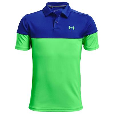 Under Armour Boys Performance Blocked Golf Polo - Blue - thumbnail image 1