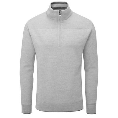 Oscar Jacobson Anders Lined Golf Sweater - Grey Marl - thumbnail image 1