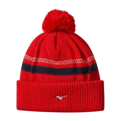 Mizuno Breathe Thermo Pom Pom Bobble Hat - Red