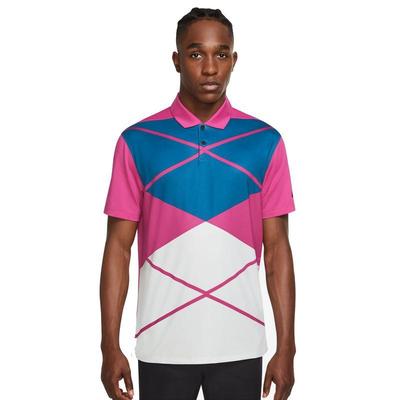 Nike Dri-Fit Vapor Argyle Print Golf Polo Shirt - Pink