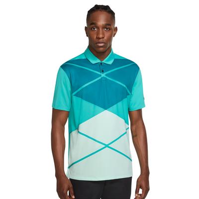 Nike Dri-Fit Vapor Argyle Print Golf Polo Shirt - Teal - thumbnail image 1